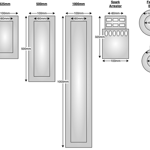 60mm Diameter - Double Wall Stainless Steel Stove Flue Pipe Connections