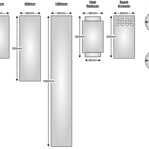 60mm Diameter - Single Wall Stainless Steel Stove Flue Pipe Connections