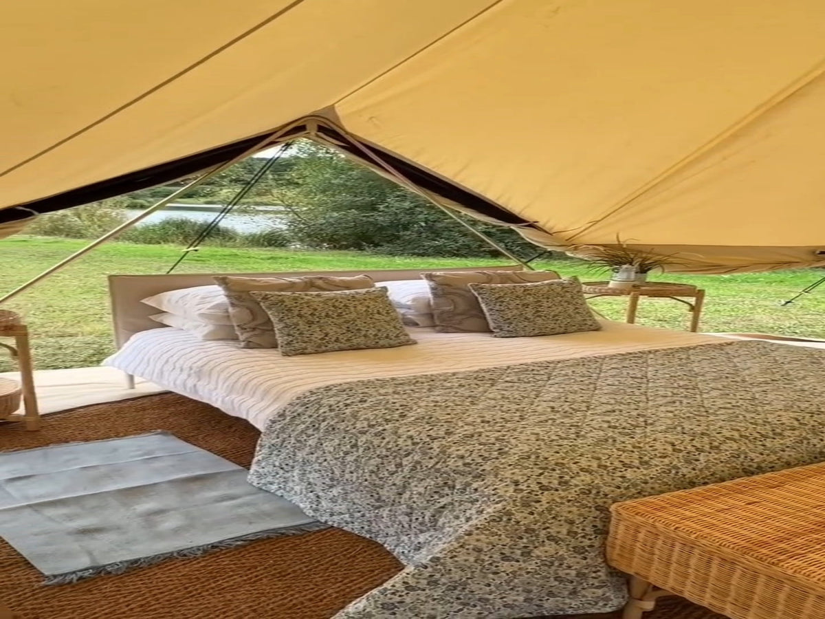 Grade A - BTV 4 - 7m XL (1.2m High Walls) Water Resistant & Fire Retardant Cotton Canvas Bell Tent With Stove Hole (Double Door)