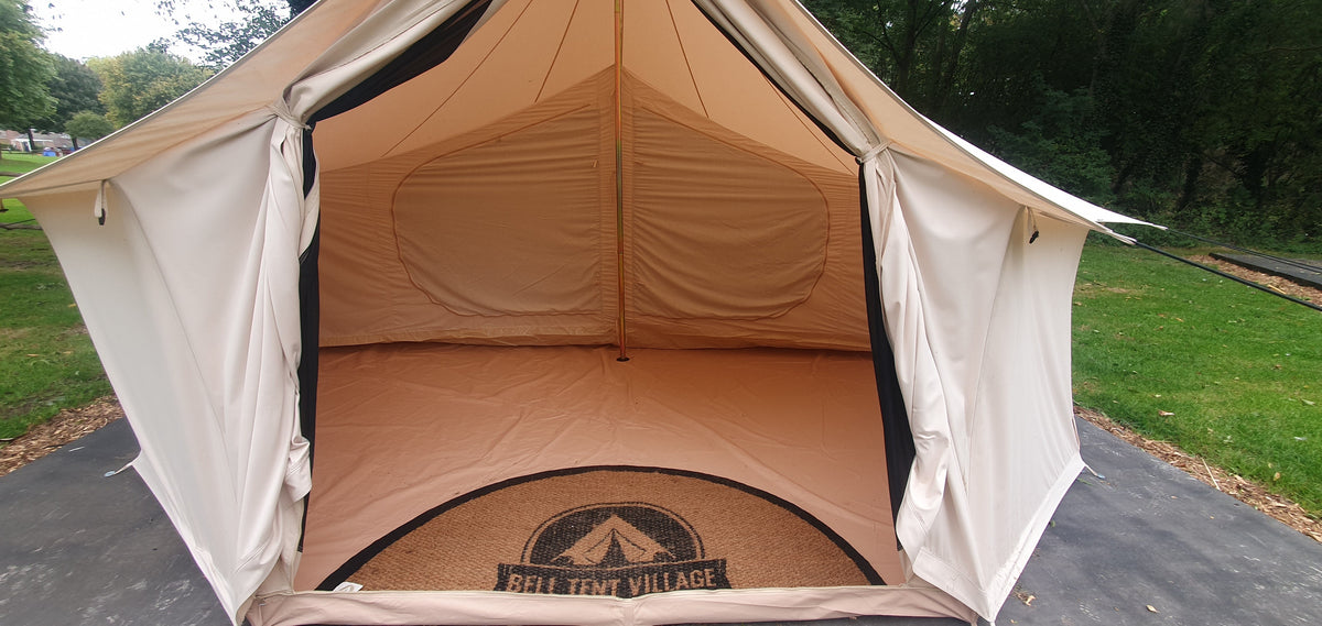 Grade A - BTV 4 - 7m XL (1.2m High Walls) Water Resistant & Fire Retardant Cotton Canvas Bell Tent With Stove Hole (Double Door)