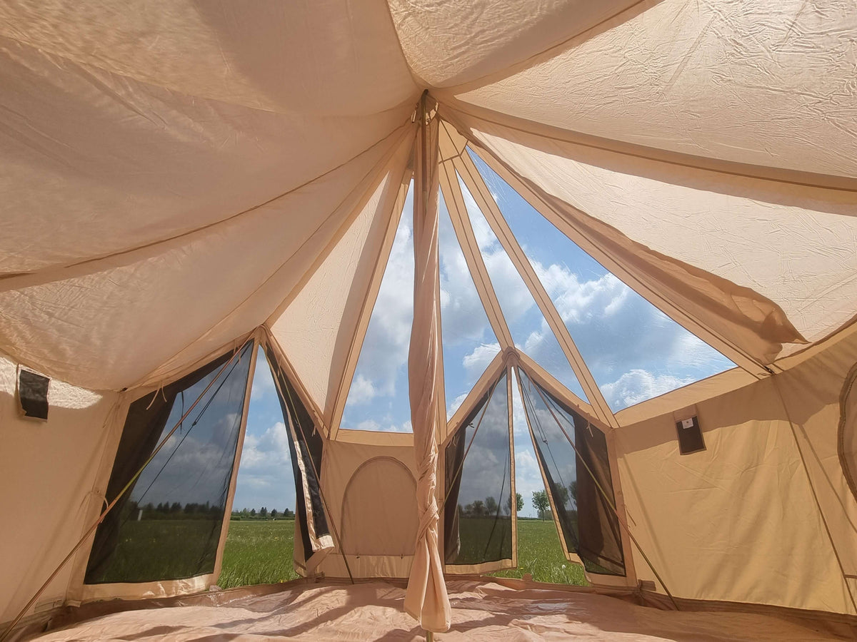 Bell Tent Village Skyview tent with unique design features