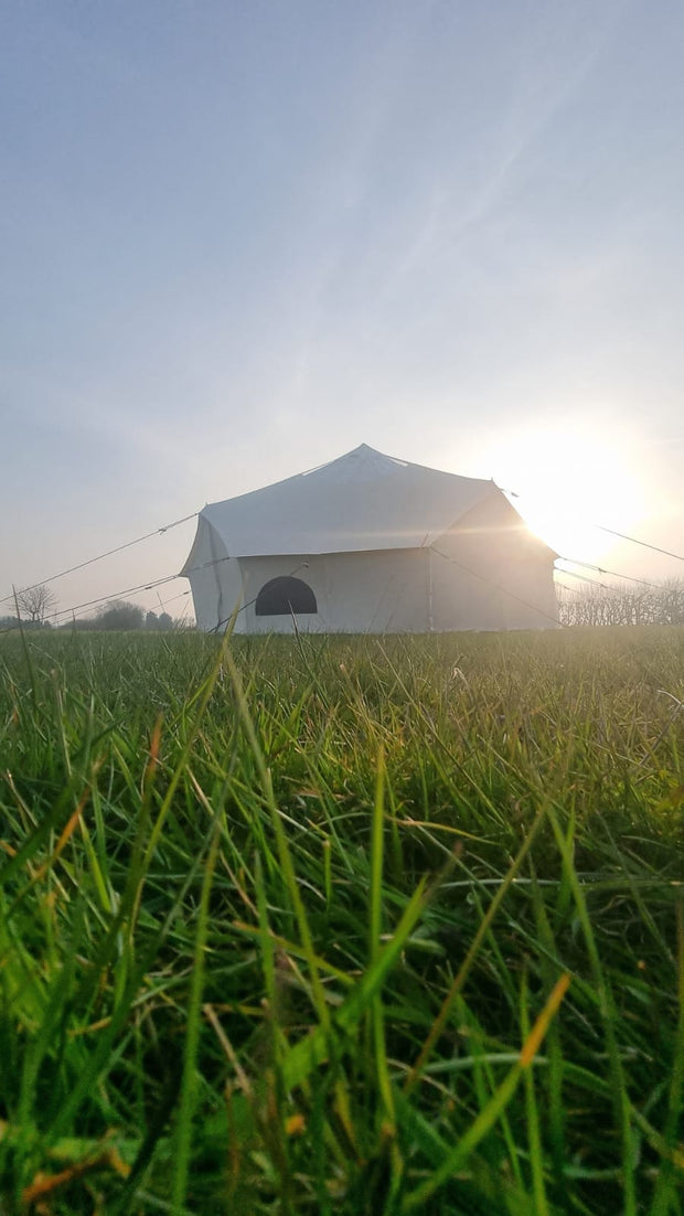 Grade C - BTV 6 Skylight - 6m (Half PVC Light Roof) XL (1.2m High Walls) Water Resistant Cotton Canvas Bell Tent with Stove Hole