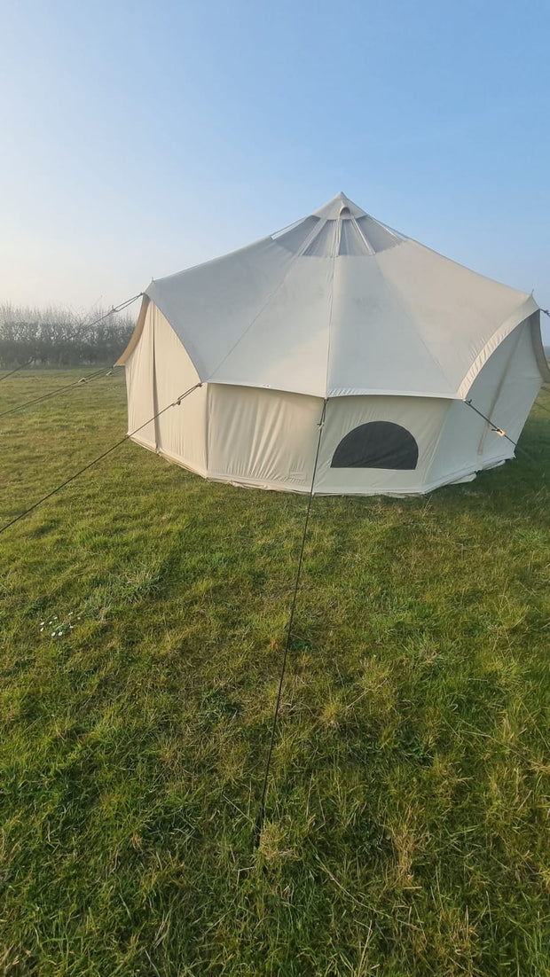 Grade C - BTV 6 Skylight - 6m (Half PVC Light Roof) XL (1.2m High Walls) Water Resistant Cotton Canvas Bell Tent with Stove Hole