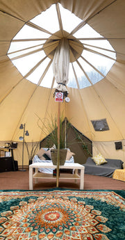 Grade C - BTV 6 Skylight - 6m (Half PVC Light Roof) XL (1.2m High Walls) Water Resistant Cotton Canvas Bell Tent with Stove Hole