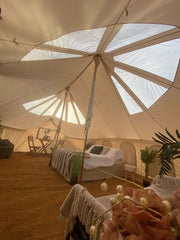 BTV 7 Emperor Skylight - 6m (Part PVC Light Roof) XL (1.2m High Walls) Bell Tent with Stove Hole