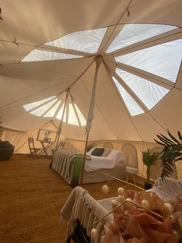 BTV 7 Emperor Skylight - 6m (Part PVC Light Roof) XL (1.2m High Walls) Bell Tent with Stove Hole