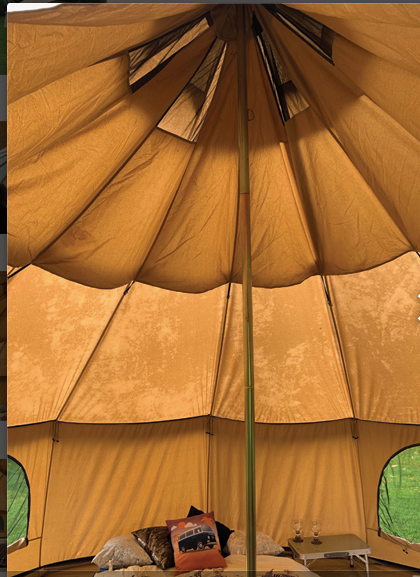 BTV 6 Skylight - 6m (Half PVC Light Roof) XL (1.2m High Walls) Water Resistant Cotton Canvas Bell Tent with Stove Hole